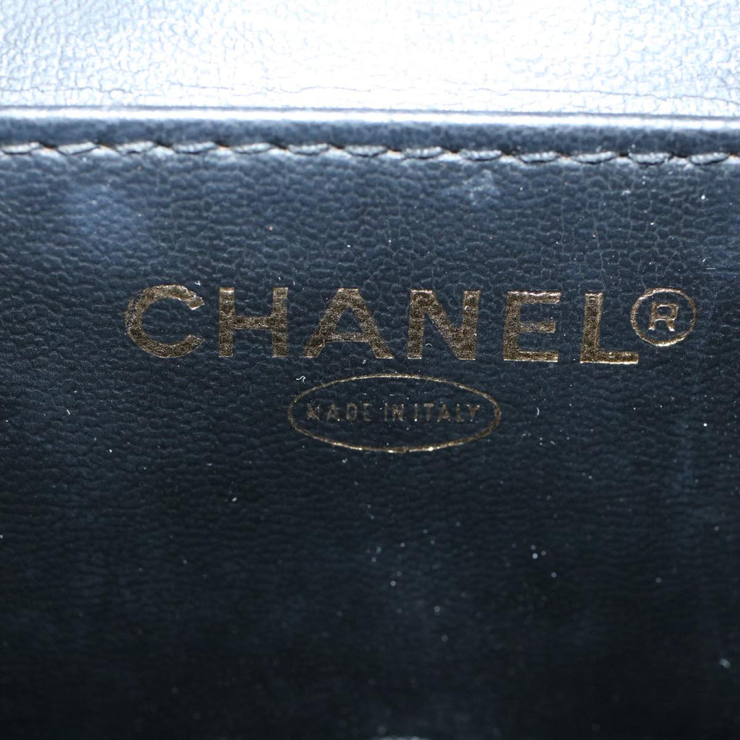 Chanel Vanity Cosmetic Pouch Patent leather Black CC Auth bs10201