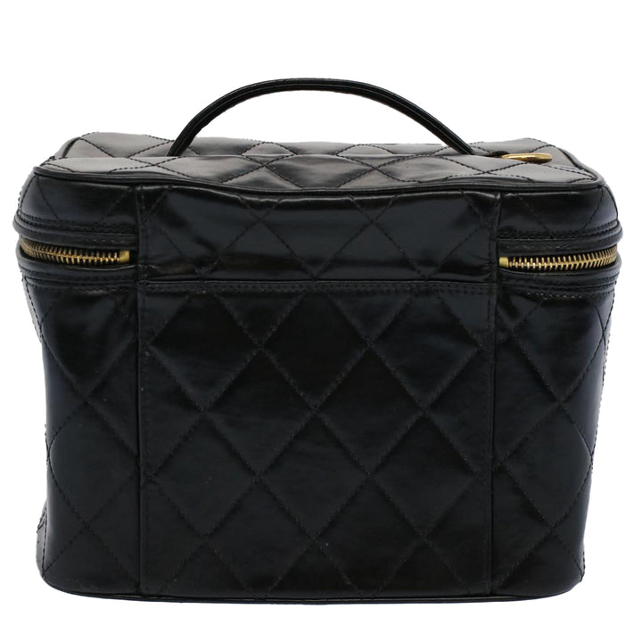 Chanel Vanity Cosmetic Pouch Patent leather Black CC Auth bs10201