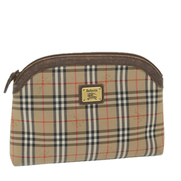 BURBERRYSs Nova Check Clutch Bag Nylon Canvas Beige Auth bs10231