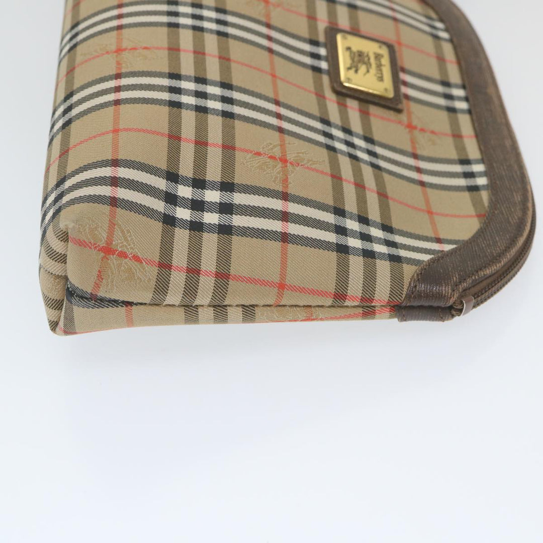 BURBERRYSs Nova Check Clutch Bag Nylon Canvas Beige Auth bs10231
