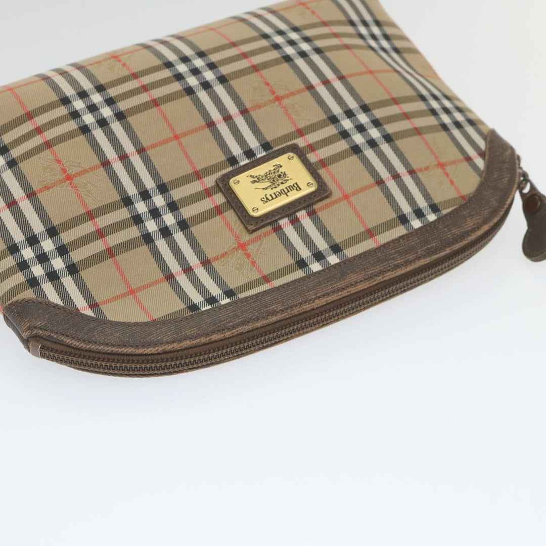BURBERRYSs Nova Check Clutch Bag Nylon Canvas Beige Auth bs10231