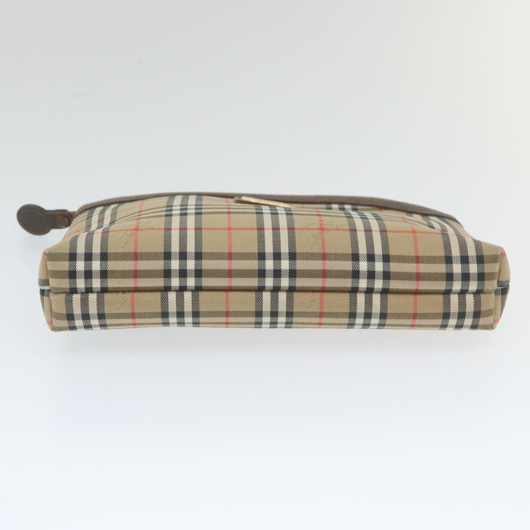 BURBERRYSs Nova Check Clutch Bag Nylon Canvas Beige Auth bs10231