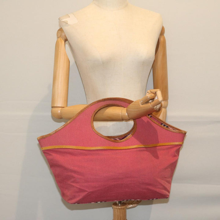 Burberry Blue Label Hand Bag Canvas Red Auth bs10308
