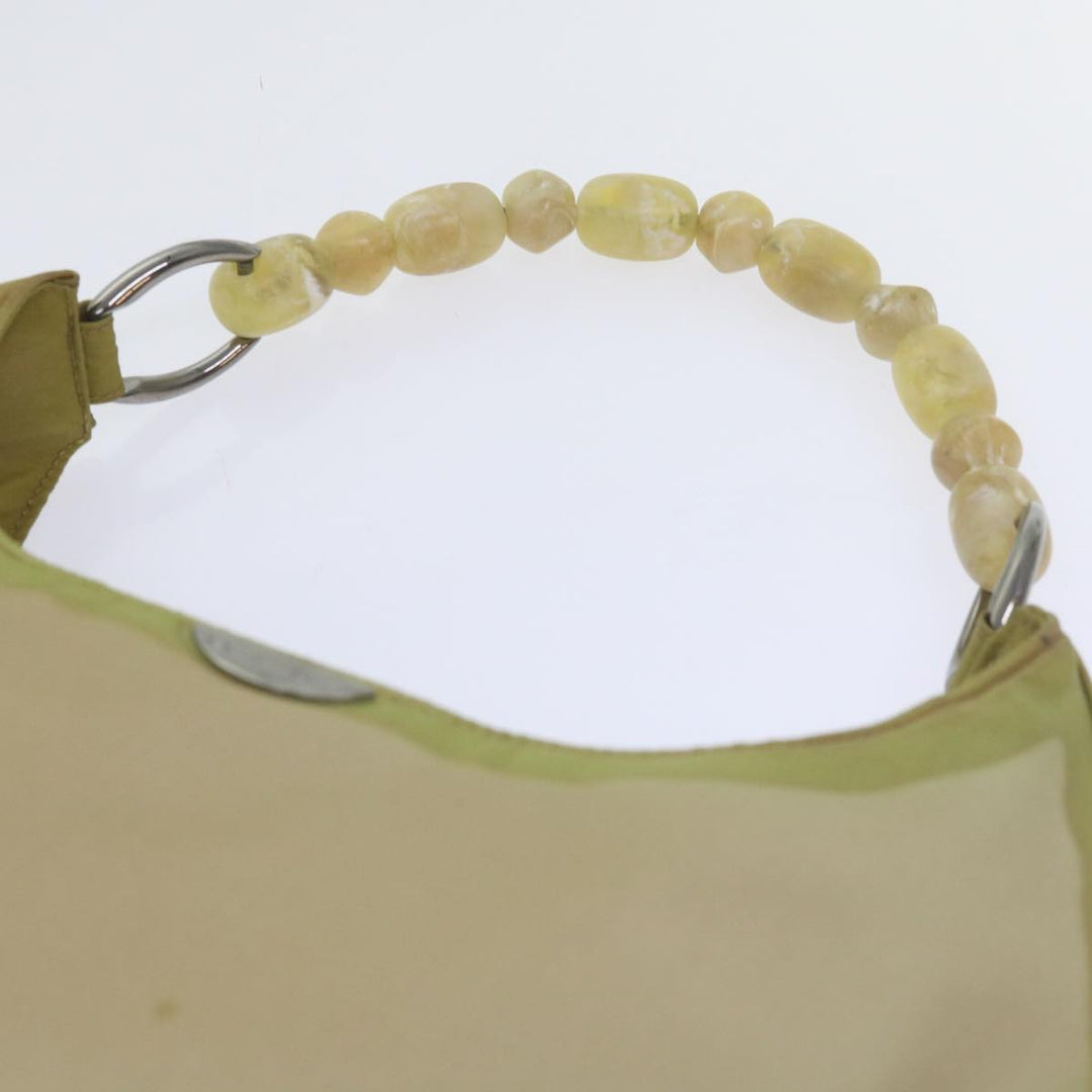 CHRISTIAN Dior Maris Pearl Shoulder Bag Nylon Khaki Auth bs10338