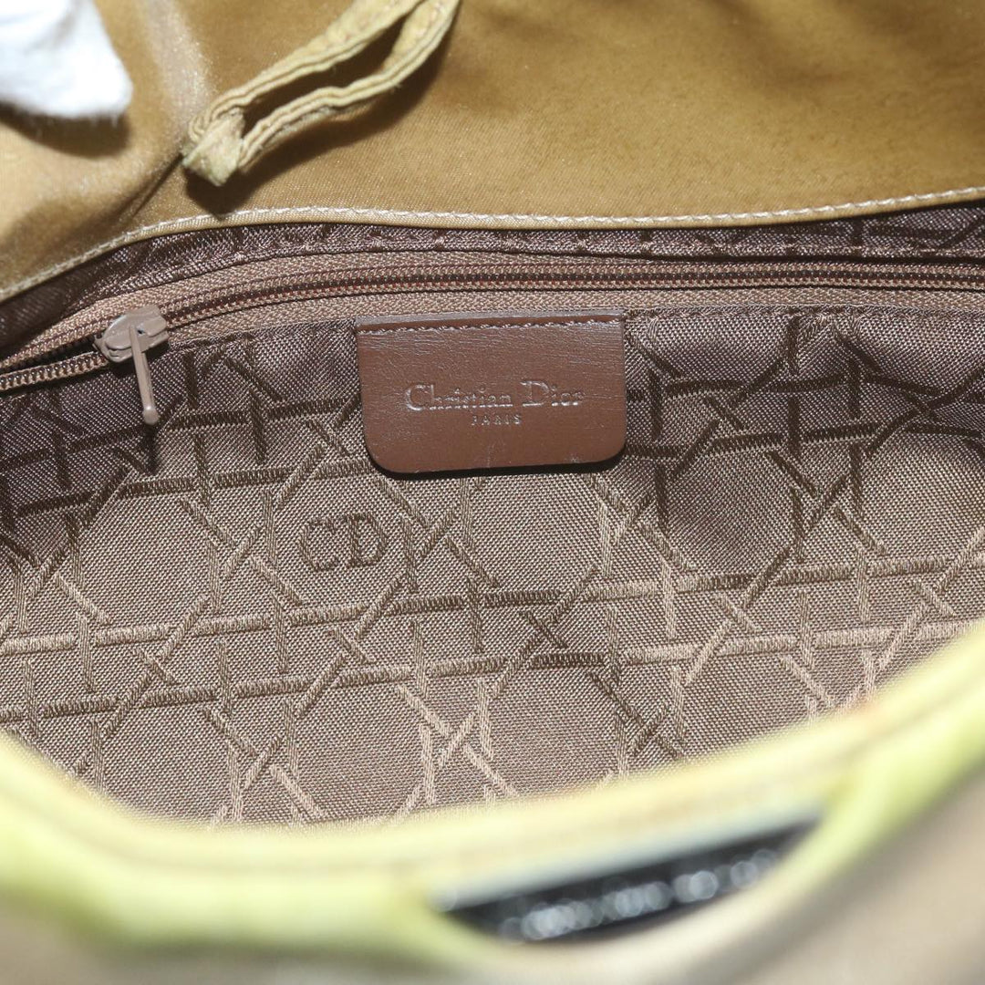 CHRISTIAN Dior Maris Pearl Shoulder Bag Nylon Khaki Auth bs10338
