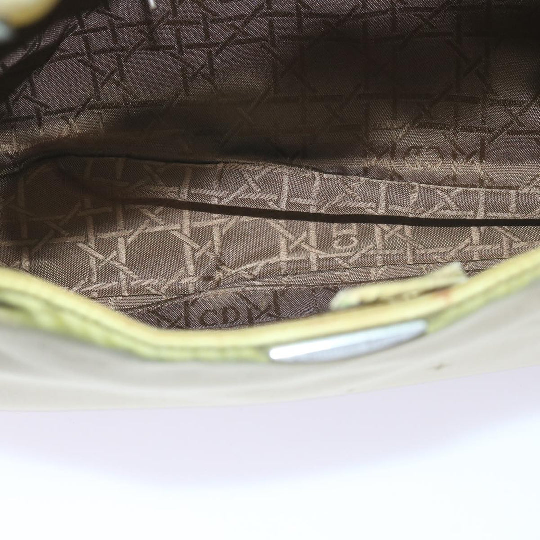 CHRISTIAN Dior Maris Pearl Shoulder Bag Nylon Khaki Auth bs10338