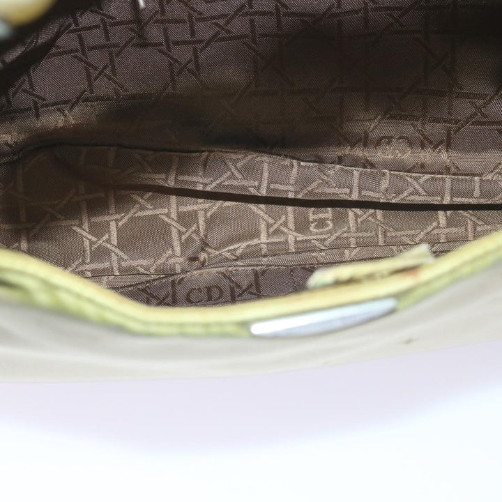 CHRISTIAN Dior Maris Pearl Shoulder Bag Nylon Khaki Auth bs10338