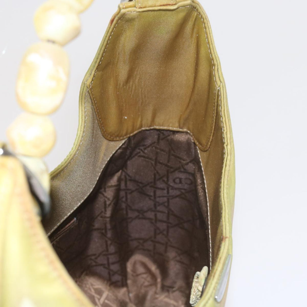 CHRISTIAN Dior Maris Pearl Shoulder Bag Nylon Khaki Auth bs10338