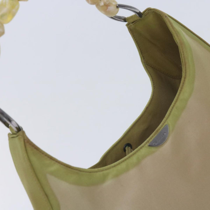 CHRISTIAN Dior Maris Pearl Shoulder Bag Nylon Khaki Auth bs10338