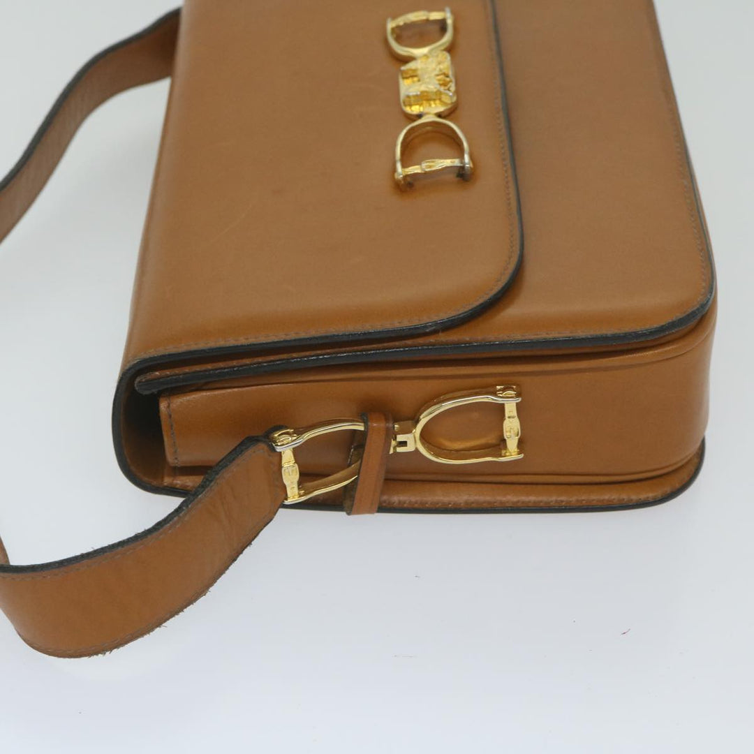 Celine Shoulder Bag Leather Brown  10354