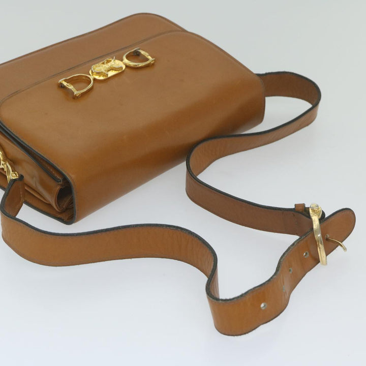 Celine Shoulder Bag Leather Brown  10354