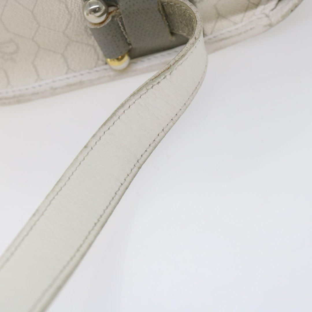 CHRISTIAN Top quality Dior Honeycomb Canvas Shoulder Bag PVC Leather White Auth bs10410