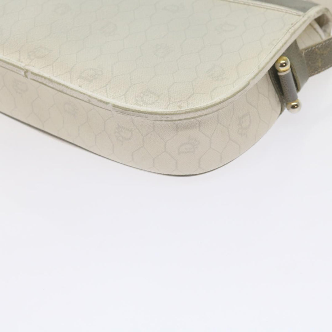 CHRISTIAN Top quality Dior Honeycomb Canvas Shoulder Bag PVC Leather White Auth bs10410