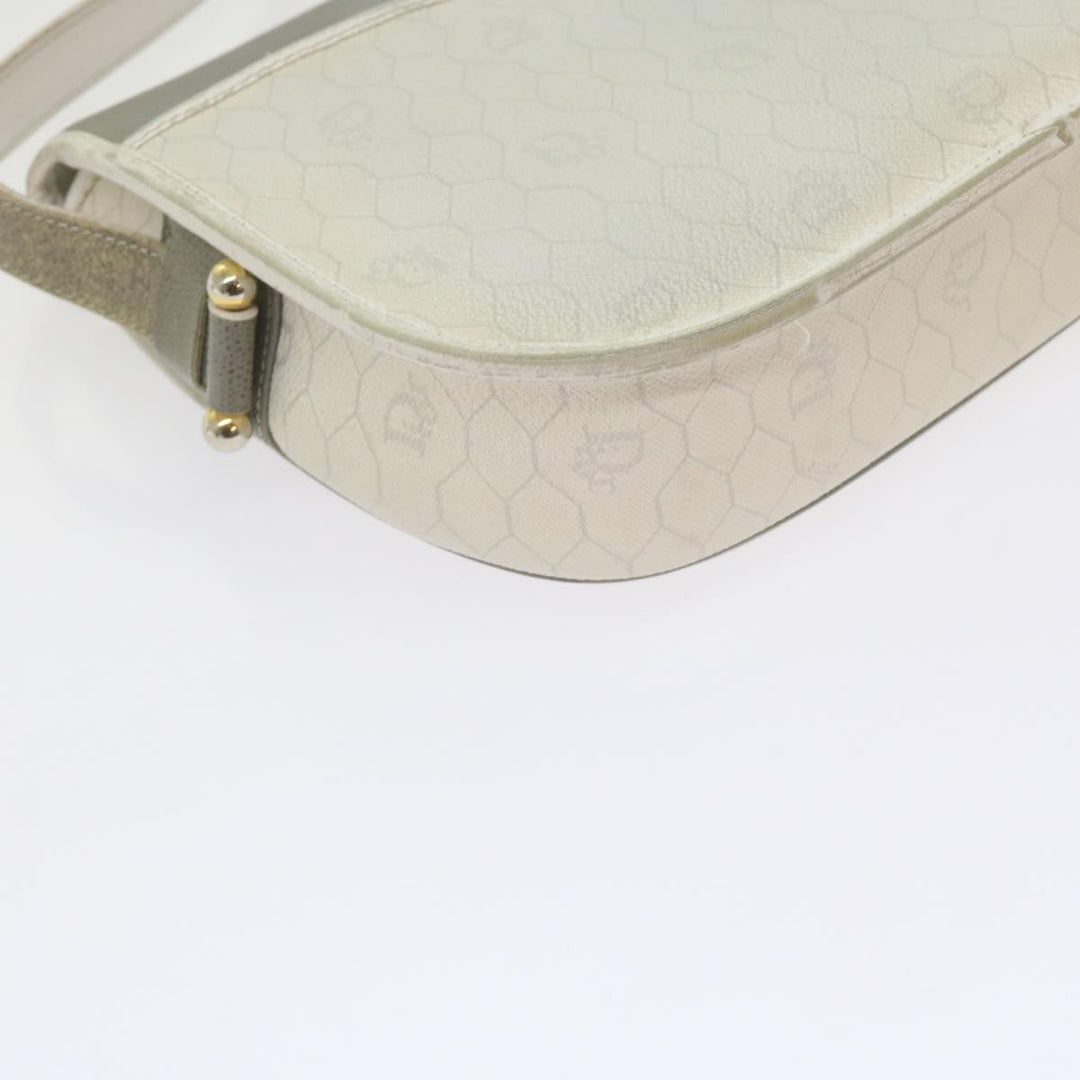 CHRISTIAN Top quality Dior Honeycomb Canvas Shoulder Bag PVC Leather White Auth bs10410