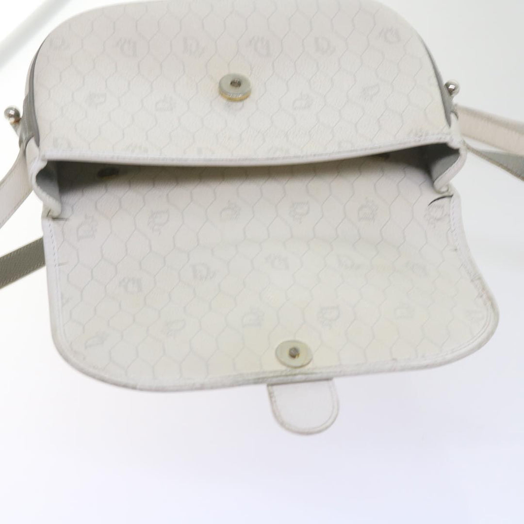 CHRISTIAN Top quality Dior Honeycomb Canvas Shoulder Bag PVC Leather White Auth bs10410