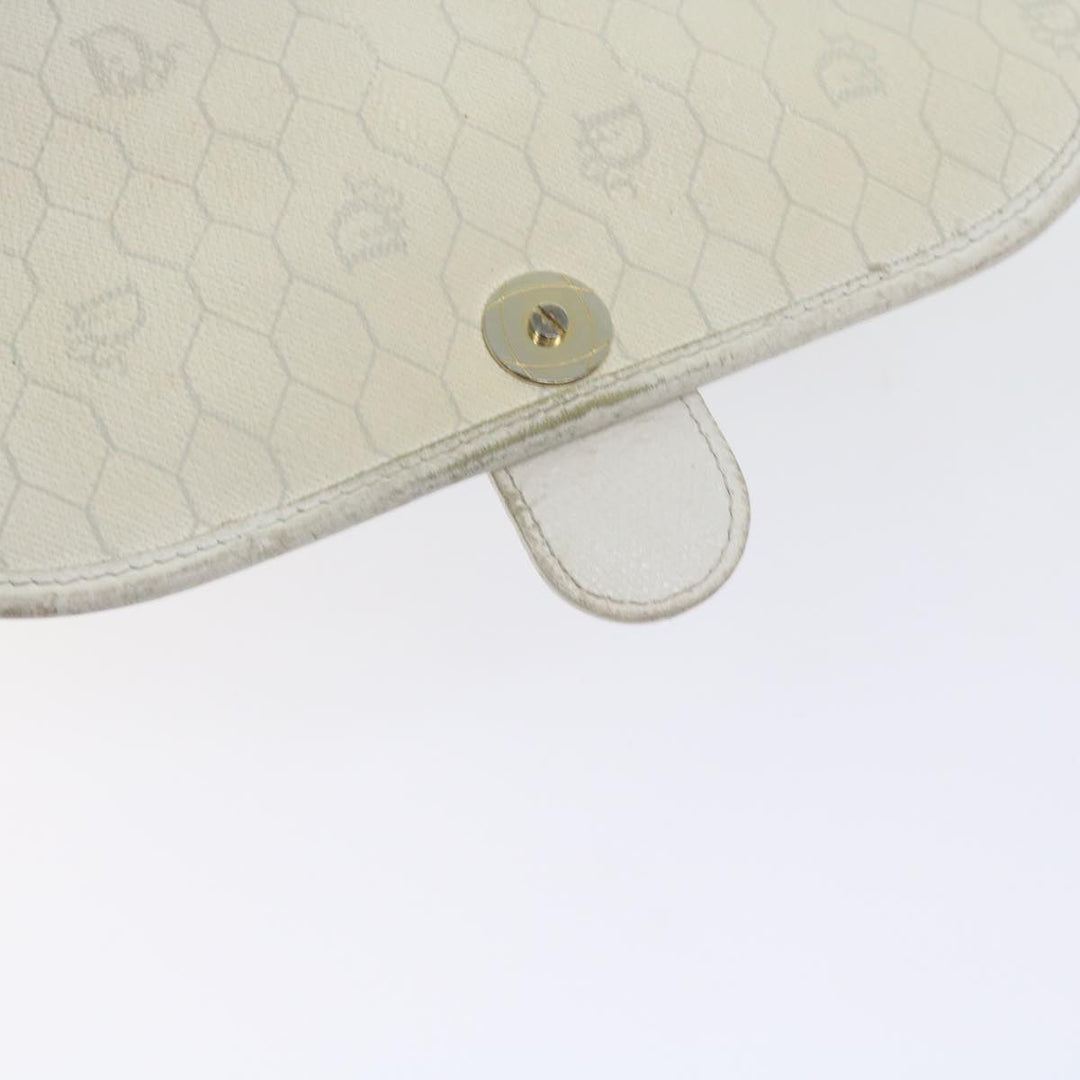 CHRISTIAN Top quality Dior Honeycomb Canvas Shoulder Bag PVC Leather White Auth bs10410