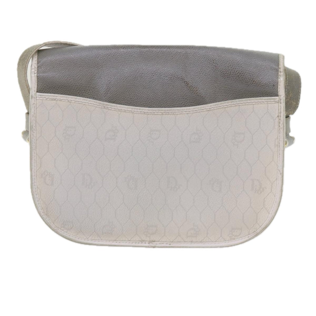 CHRISTIAN Top quality Dior Honeycomb Canvas Shoulder Bag PVC Leather White Auth bs10410