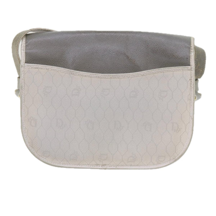 CHRISTIAN Top quality Dior Honeycomb Canvas Shoulder Bag PVC Leather White Auth bs10410