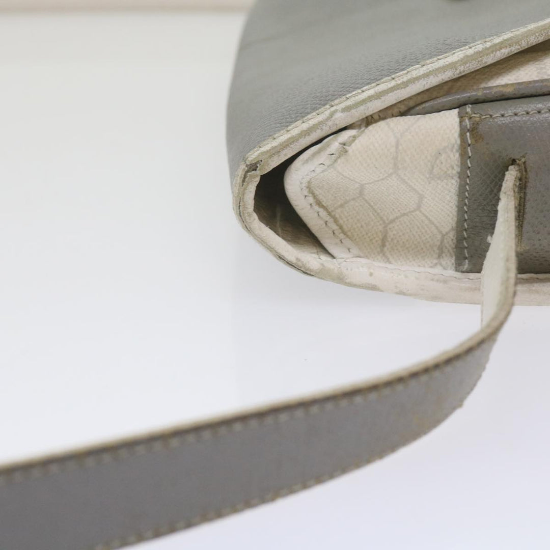 CHRISTIAN Top quality Dior Honeycomb Canvas Shoulder Bag PVC Leather White Auth bs10410