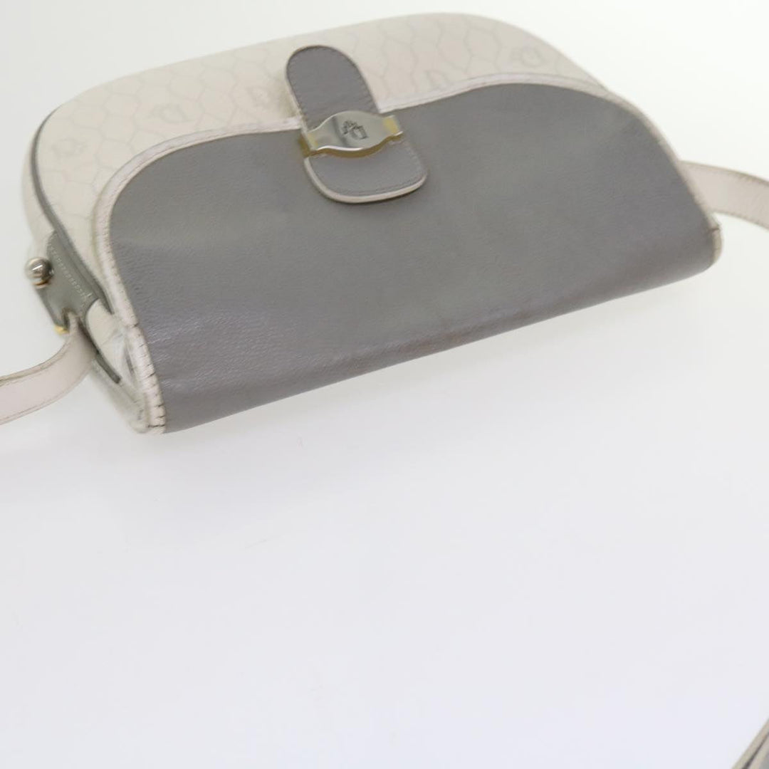 CHRISTIAN Top quality Dior Honeycomb Canvas Shoulder Bag PVC Leather White Auth bs10410