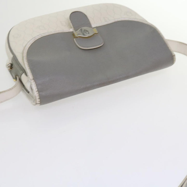 CHRISTIAN Top quality Dior Honeycomb Canvas Shoulder Bag PVC Leather White Auth bs10410