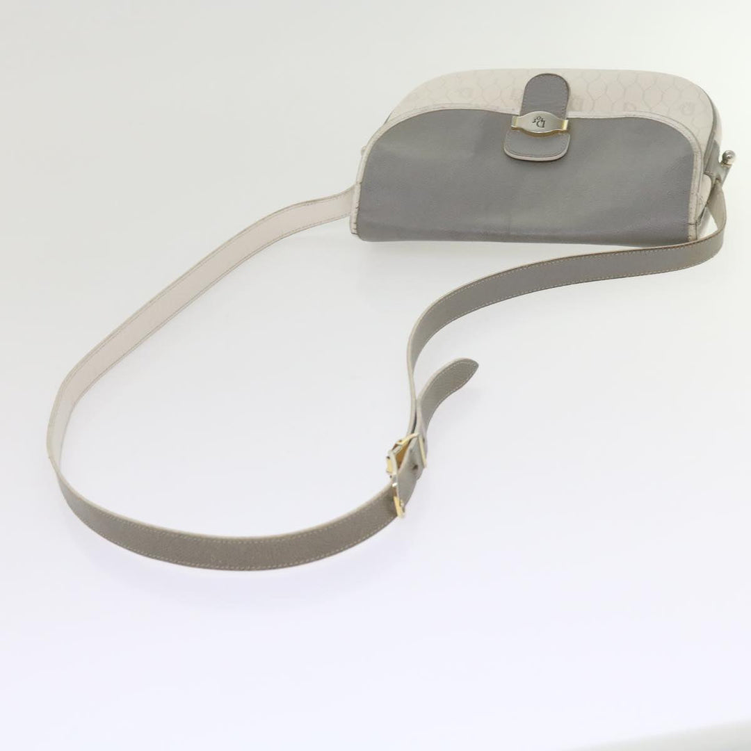 CHRISTIAN Top quality Dior Honeycomb Canvas Shoulder Bag PVC Leather White Auth bs10410