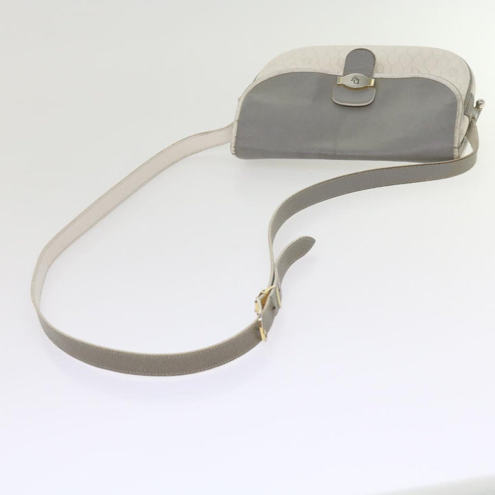CHRISTIAN Top quality Dior Honeycomb Canvas Shoulder Bag PVC Leather White Auth bs10410