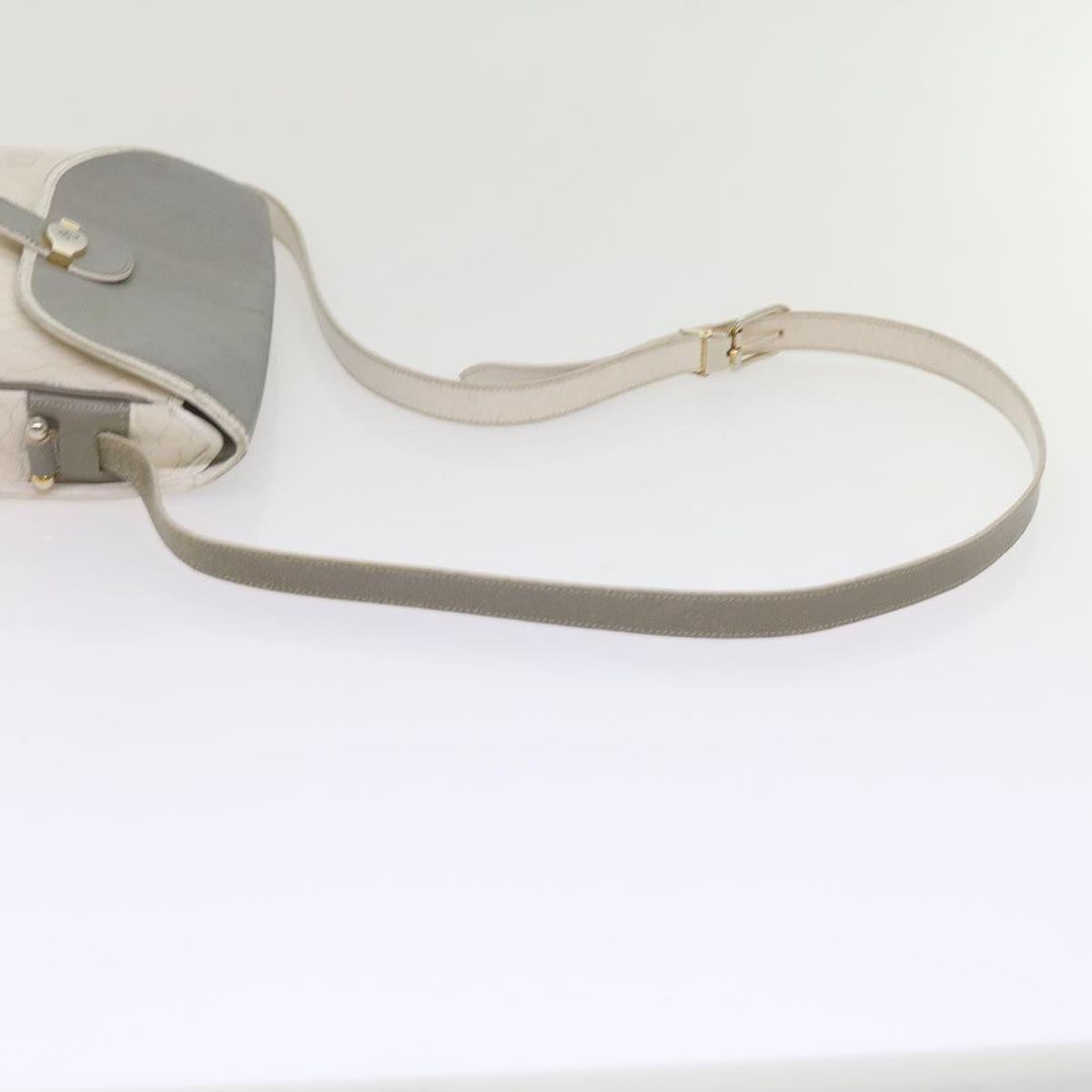 CHRISTIAN Top quality Dior Honeycomb Canvas Shoulder Bag PVC Leather White Auth bs10410