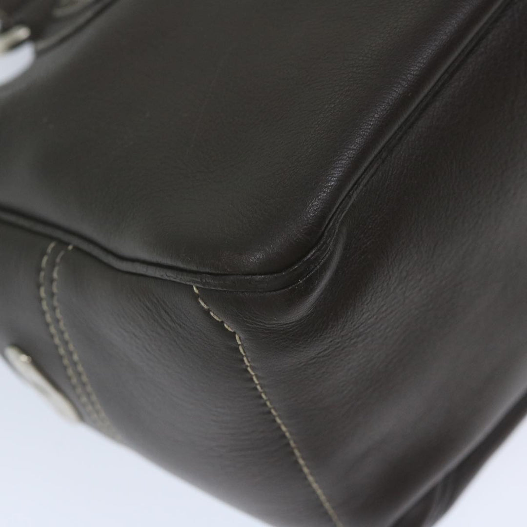 Celine Hand Bag Leather Brown  10411