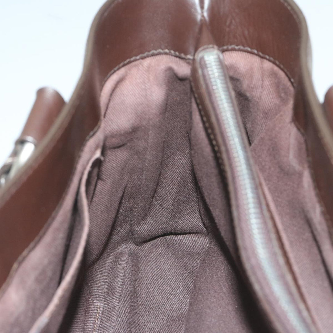 Celine Hand Bag Leather Brown  10411