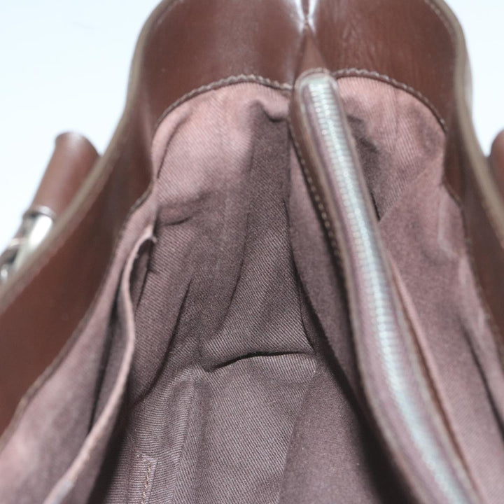 Celine Hand Bag Leather Brown  10411