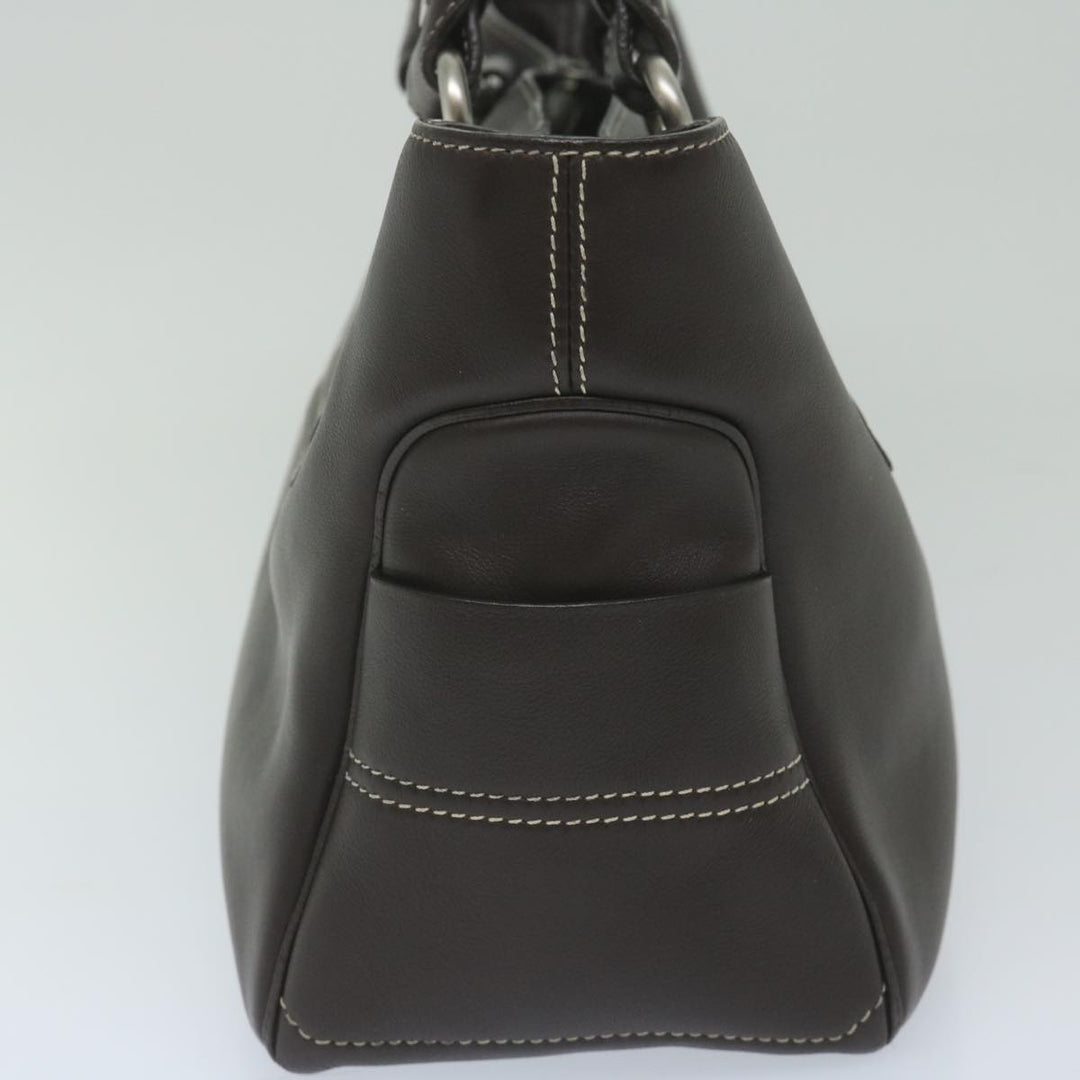 Celine Hand Bag Leather Brown  10411