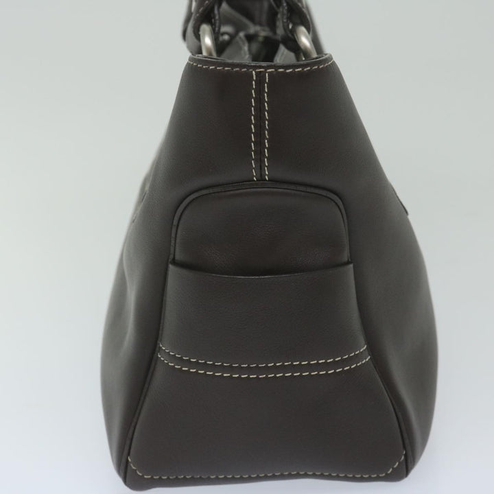 Celine Hand Bag Leather Brown  10411