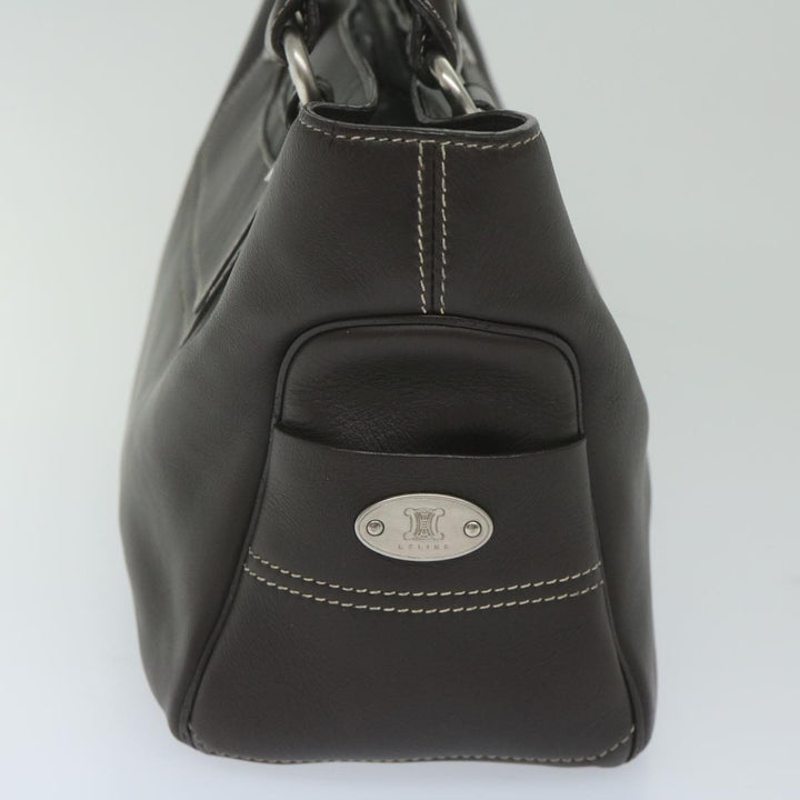 Celine Hand Bag Leather Brown  10411