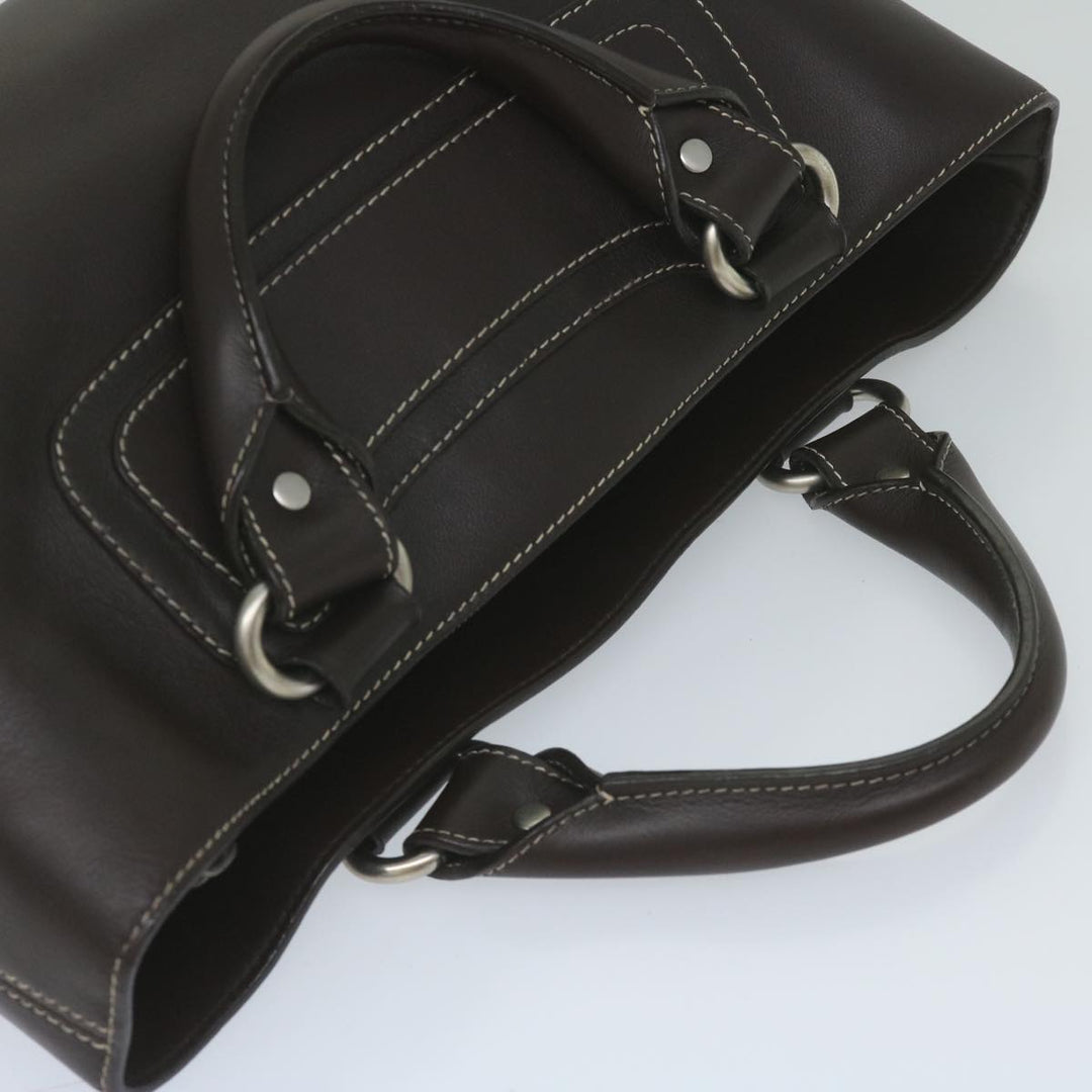Celine Hand Bag Leather Brown  10411