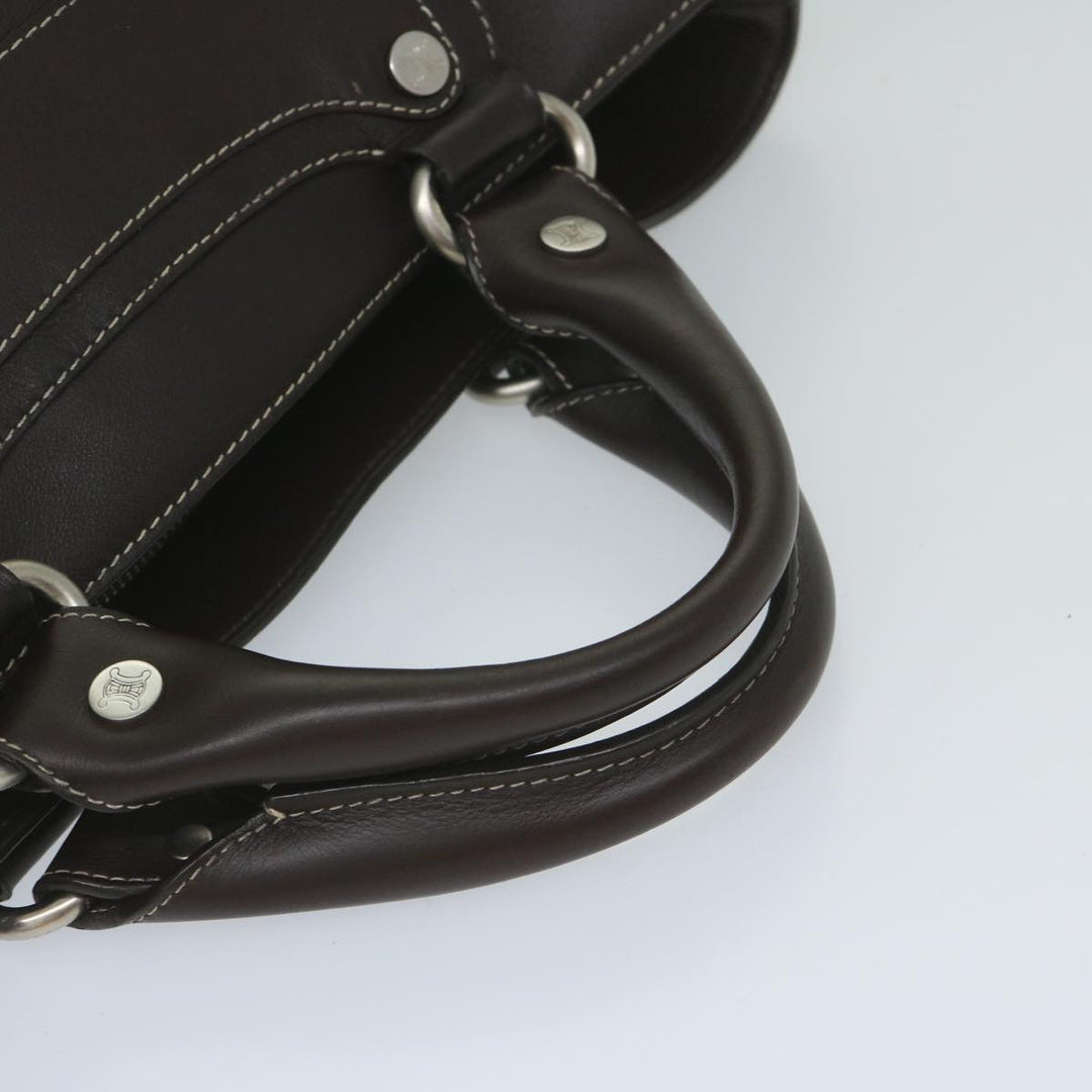 Celine Hand Bag Leather Brown  10411