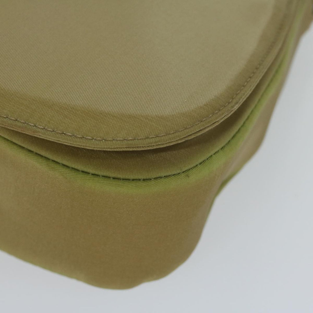 CHRISTIAN Top quality Dior Maris Pearl Shoulder Bag Nylon Khaki Auth bs10532