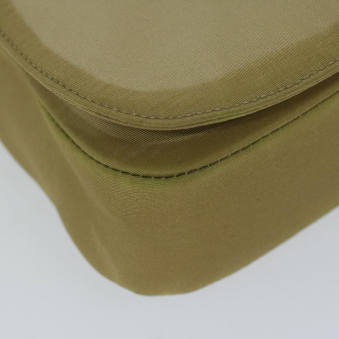 CHRISTIAN Top quality Dior Maris Pearl Shoulder Bag Nylon Khaki Auth bs10532