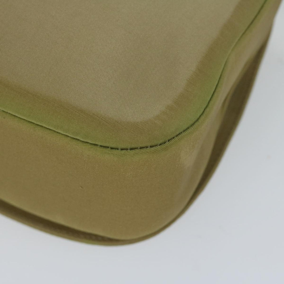 CHRISTIAN Top quality Dior Maris Pearl Shoulder Bag Nylon Khaki Auth bs10532