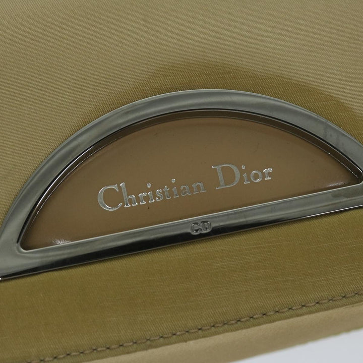 CHRISTIAN Top quality Dior Maris Pearl Shoulder Bag Nylon Khaki Auth bs10532