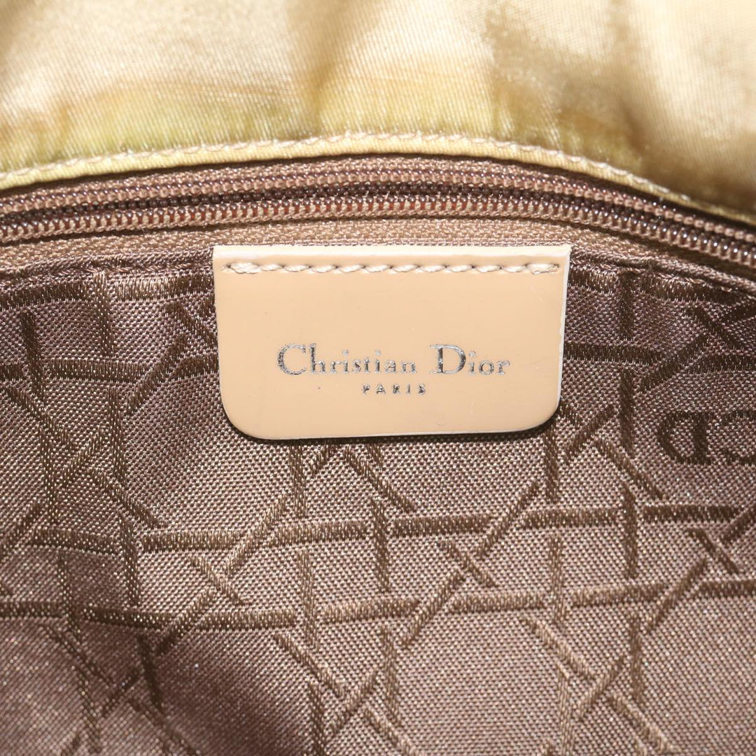 CHRISTIAN Top quality Dior Maris Pearl Shoulder Bag Nylon Khaki Auth bs10532