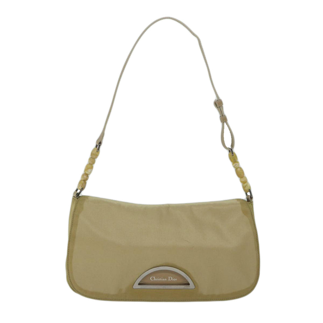 CHRISTIAN Top quality Dior Maris Pearl Shoulder Bag Nylon Khaki Auth bs10532