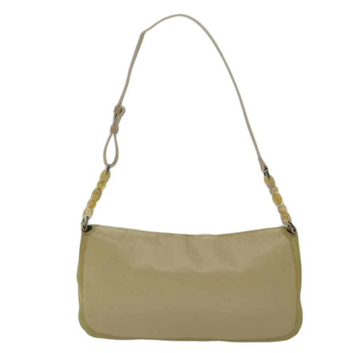 CHRISTIAN Top quality Dior Maris Pearl Shoulder Bag Nylon Khaki Auth bs10532