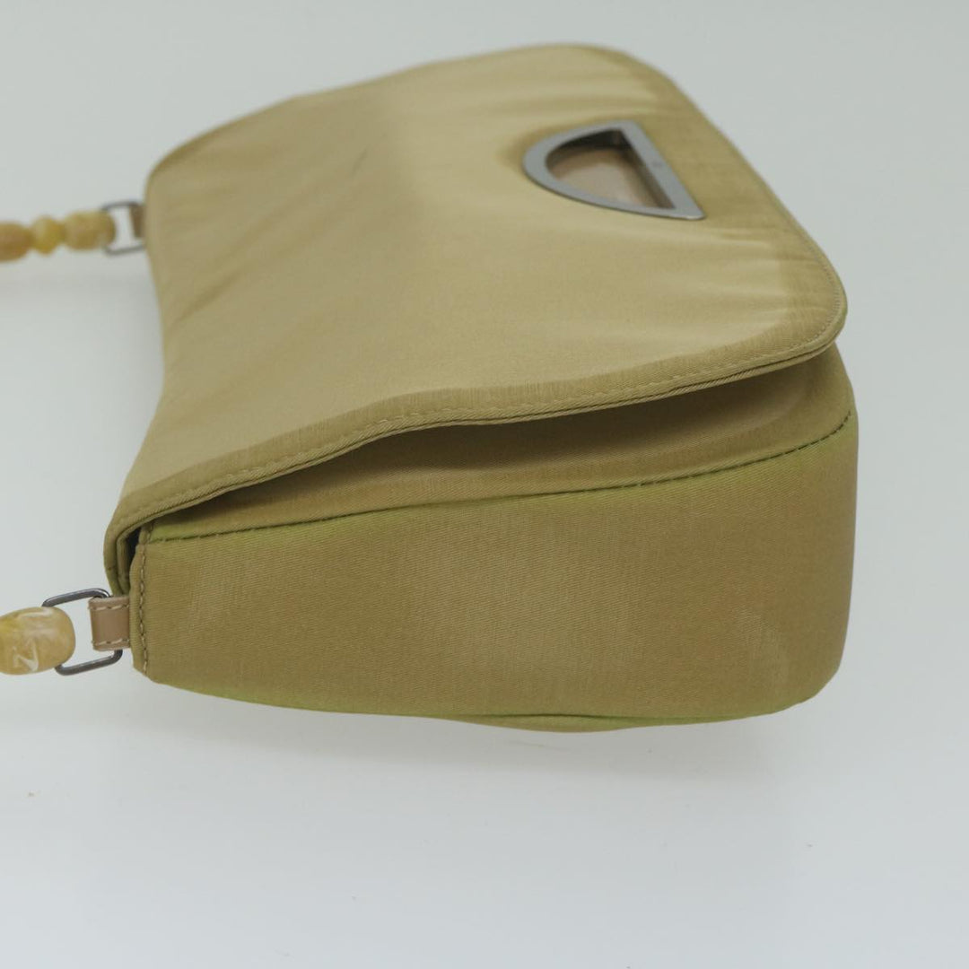 CHRISTIAN Top quality Dior Maris Pearl Shoulder Bag Nylon Khaki Auth bs10532