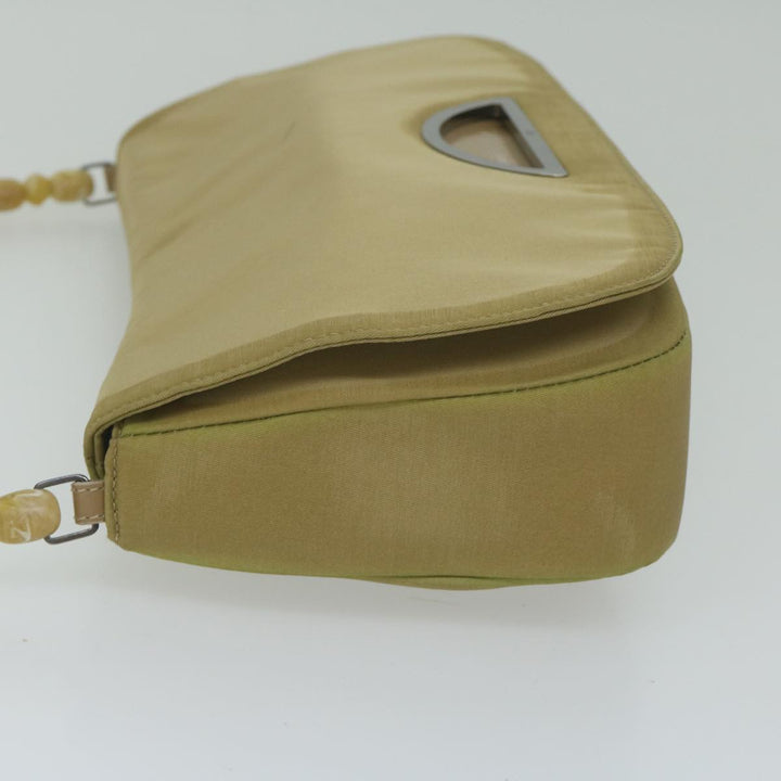 CHRISTIAN Top quality Dior Maris Pearl Shoulder Bag Nylon Khaki Auth bs10532