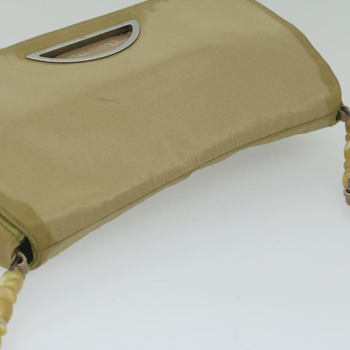CHRISTIAN Top quality Dior Maris Pearl Shoulder Bag Nylon Khaki Auth bs10532