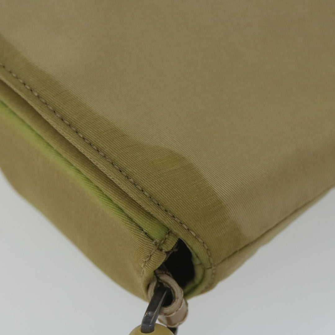 CHRISTIAN Top quality Dior Maris Pearl Shoulder Bag Nylon Khaki Auth bs10532
