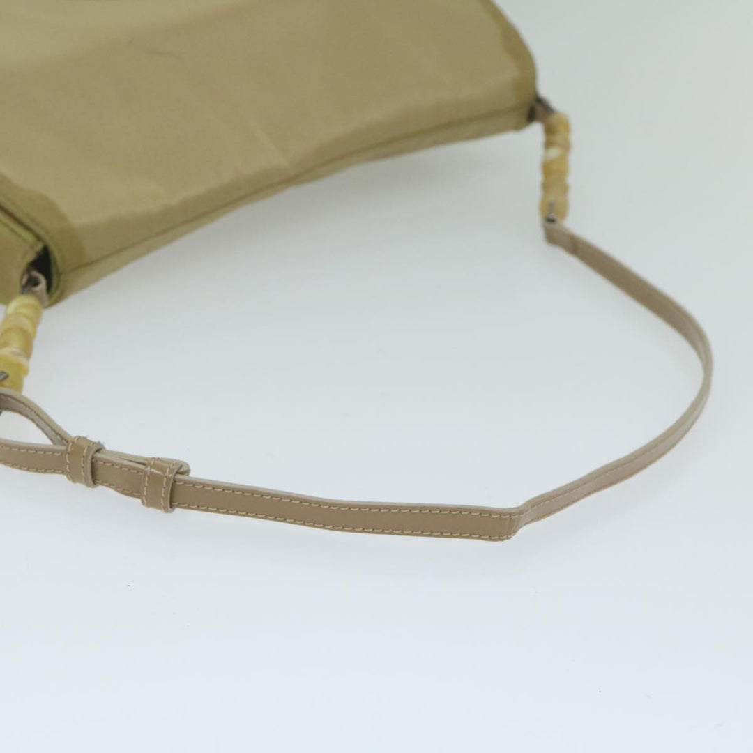 CHRISTIAN Top quality Dior Maris Pearl Shoulder Bag Nylon Khaki Auth bs10532