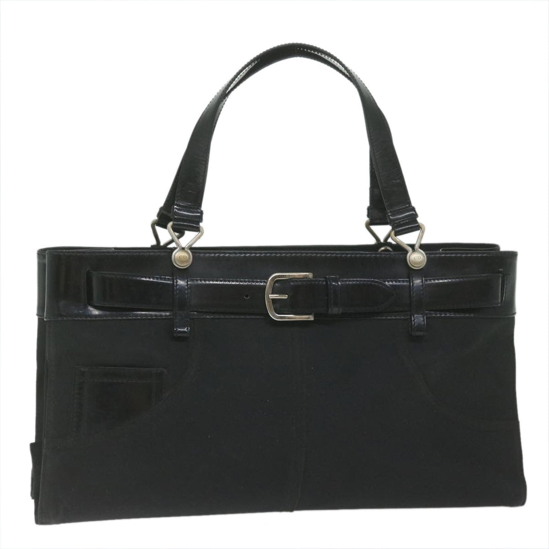 CHRISTIAN Top quality Dior Hand Bag Nylon Black Auth bs10556