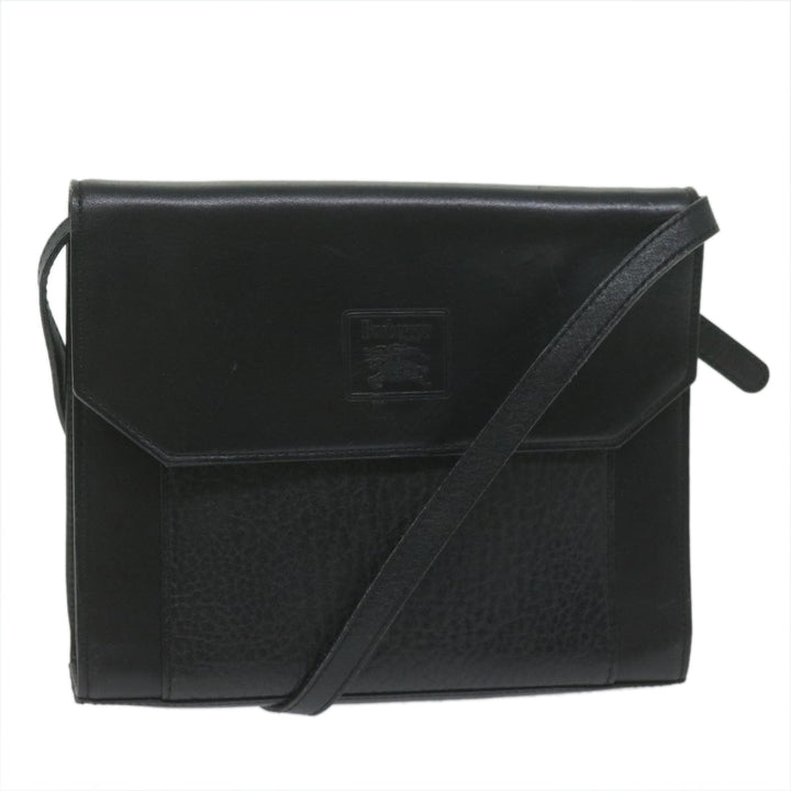 BurberrySs Shoulder Bag Leather Black Auth bs10626